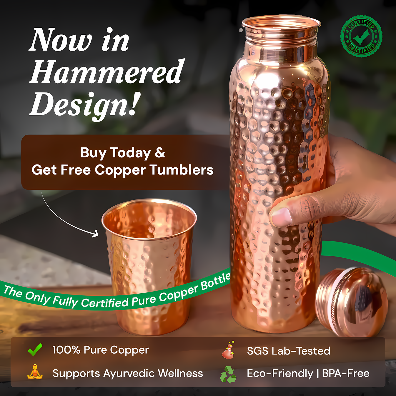 Himalayan Ayurvedic Pure Copper Bottle(800 ml)